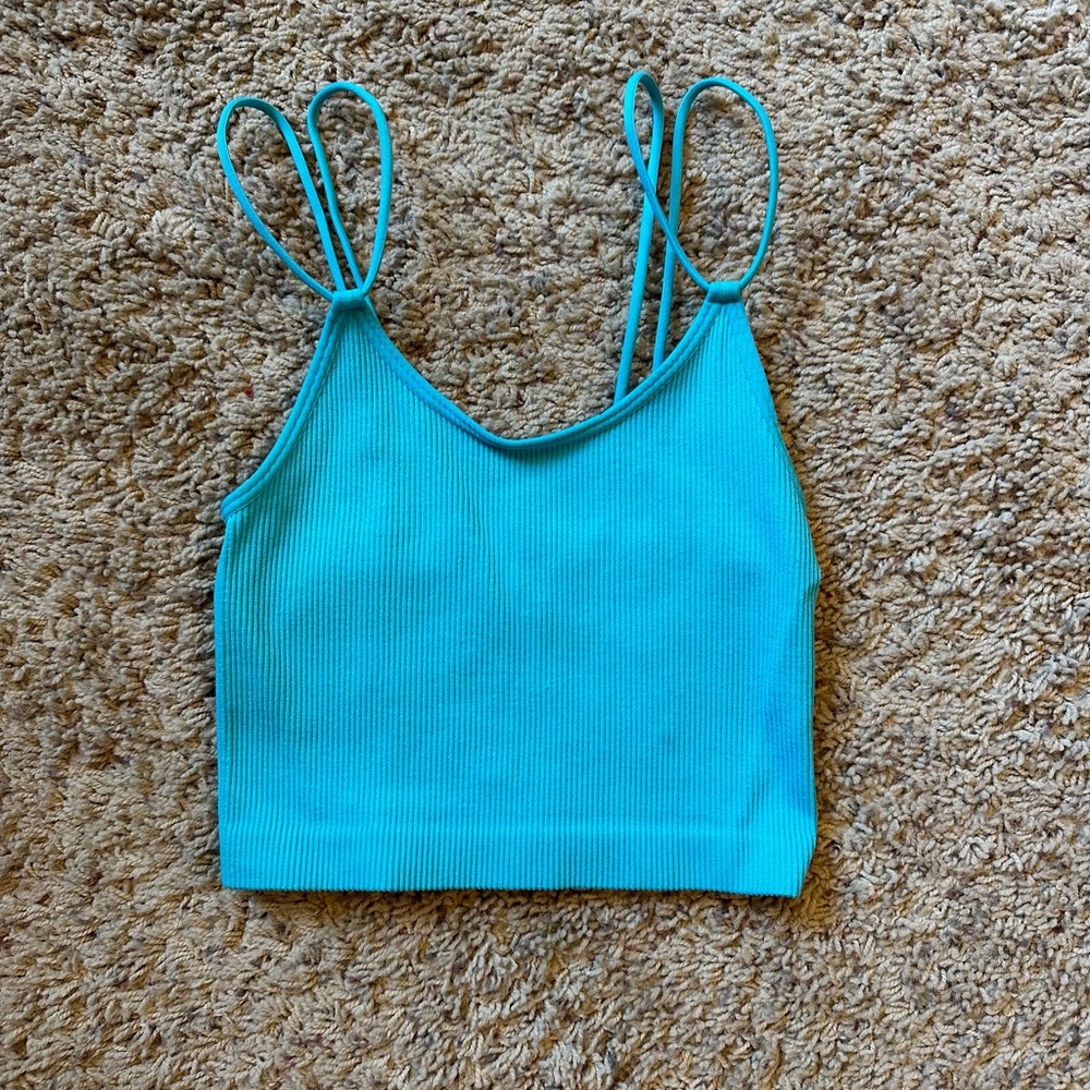 Women’s No Boundaries Turquoise Strappy Cropper Tank Top S